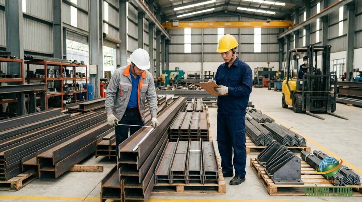 Kiểm kê dầm cột và kết cấu thép nhà xưởng trước khi thanh lý