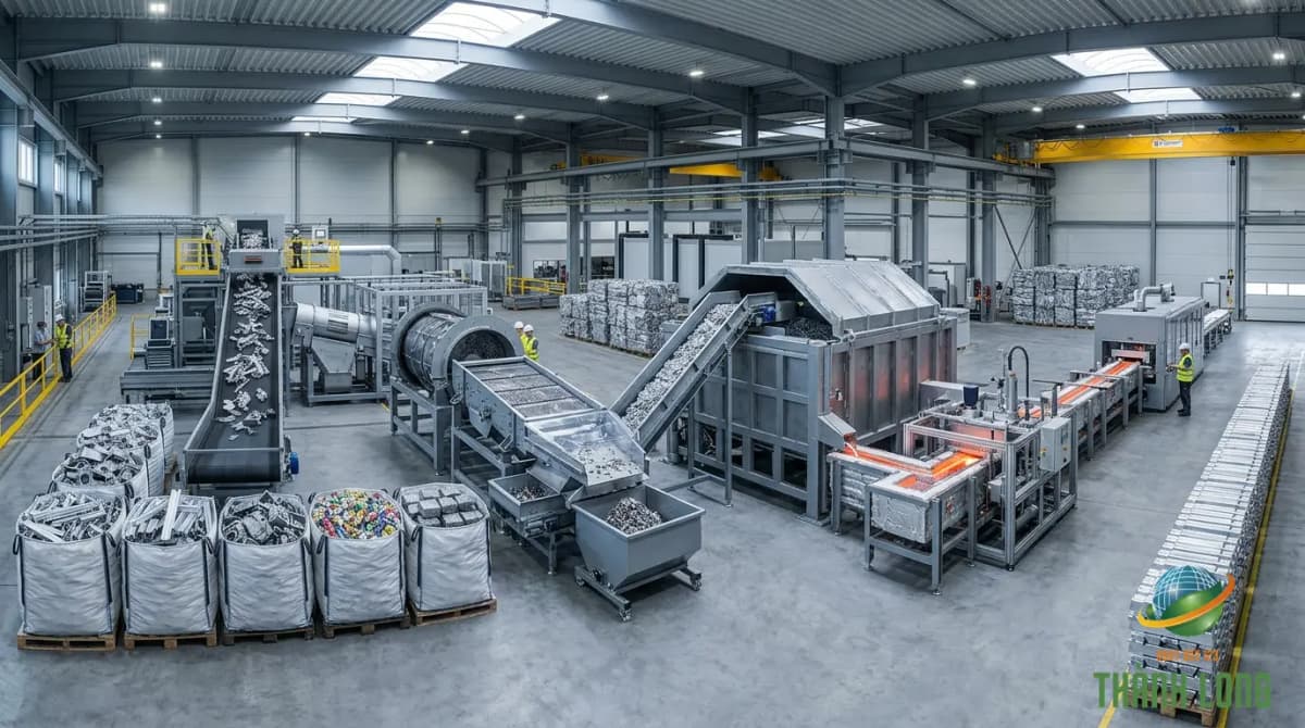 Quy trình tái chế nhôm phế liệu từ phân loại đến đúc thỏi