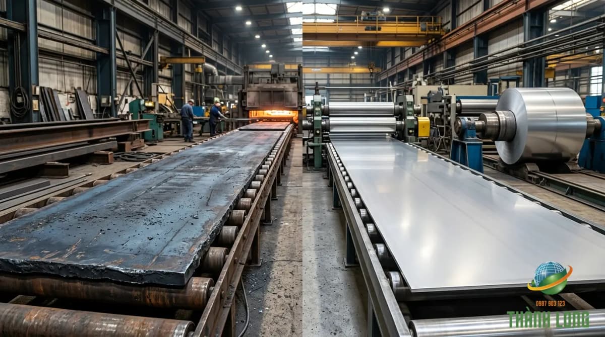 So sánh thép tấm cán nóng màu xanh đen và thép cán nguội bề mặt sáng