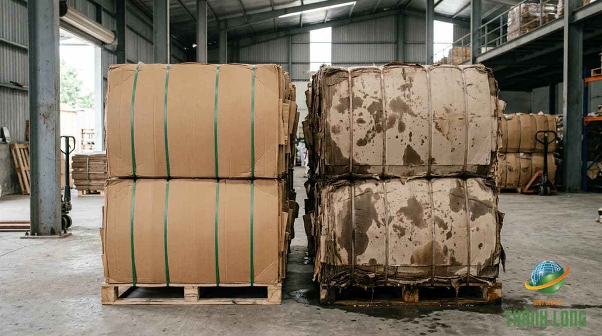 So sánh carton hút ẩm không khí và carton bị ngấm nước