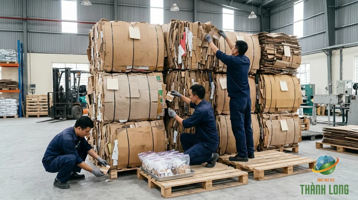 Lấy mẫu carton ở nhiều vị trí trong lô giấy phế liệu