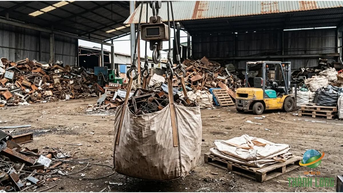 Bao phế liệu kim loại được cân bằng cân treo công nghiệp