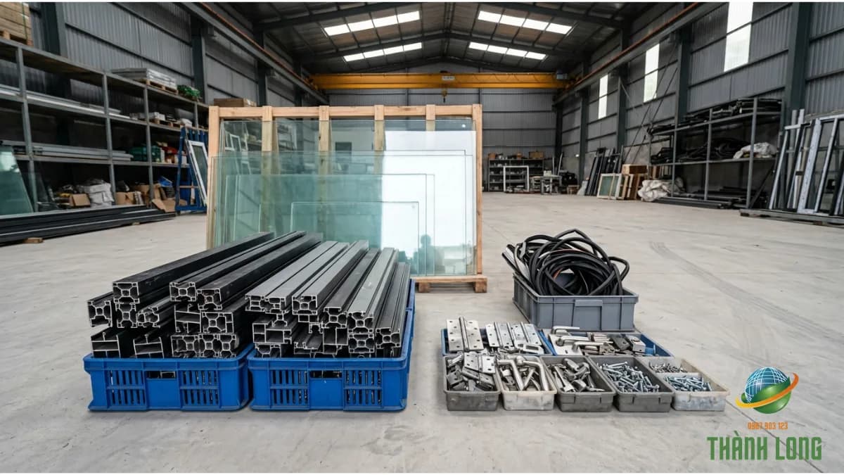 Thanh nhôm Xingfa được tách riêng khỏi kính, gioăng và phụ kiện
