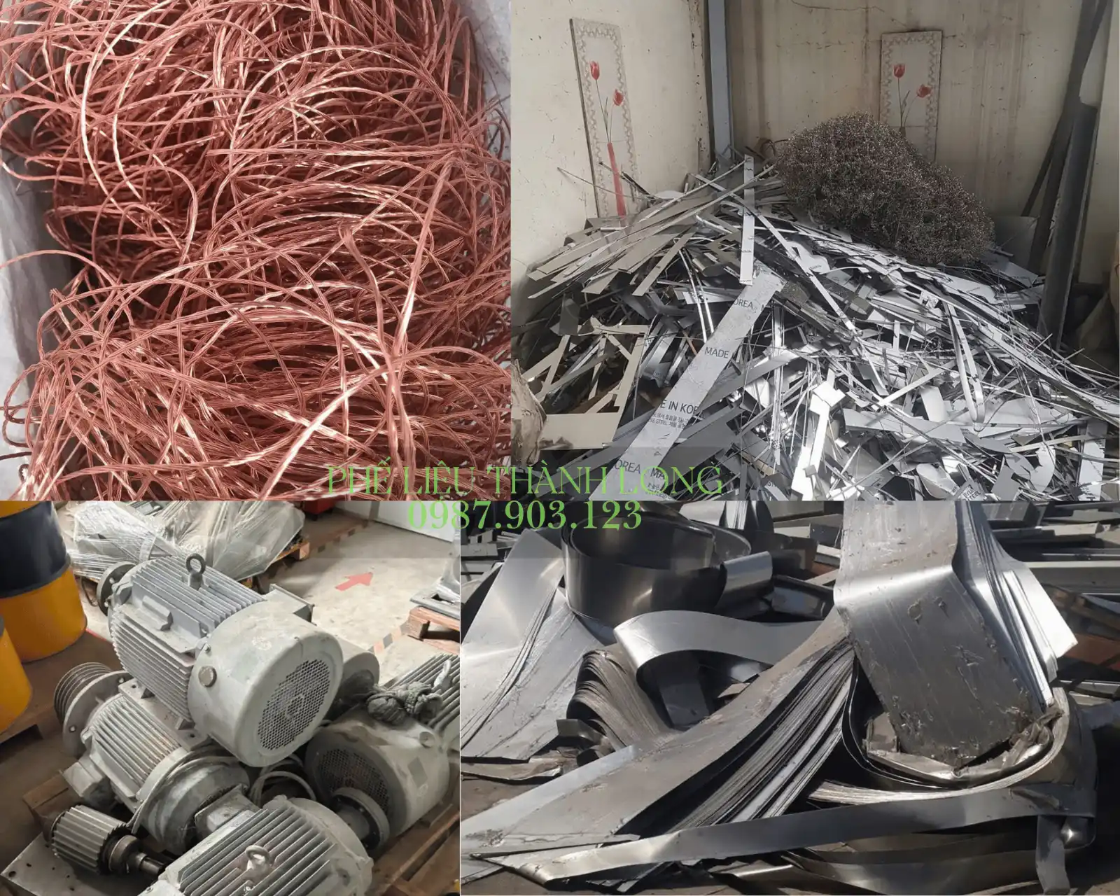 Các lô đồng dây, động cơ điện và phế liệu kim loại thực tế Thành Long thu mua