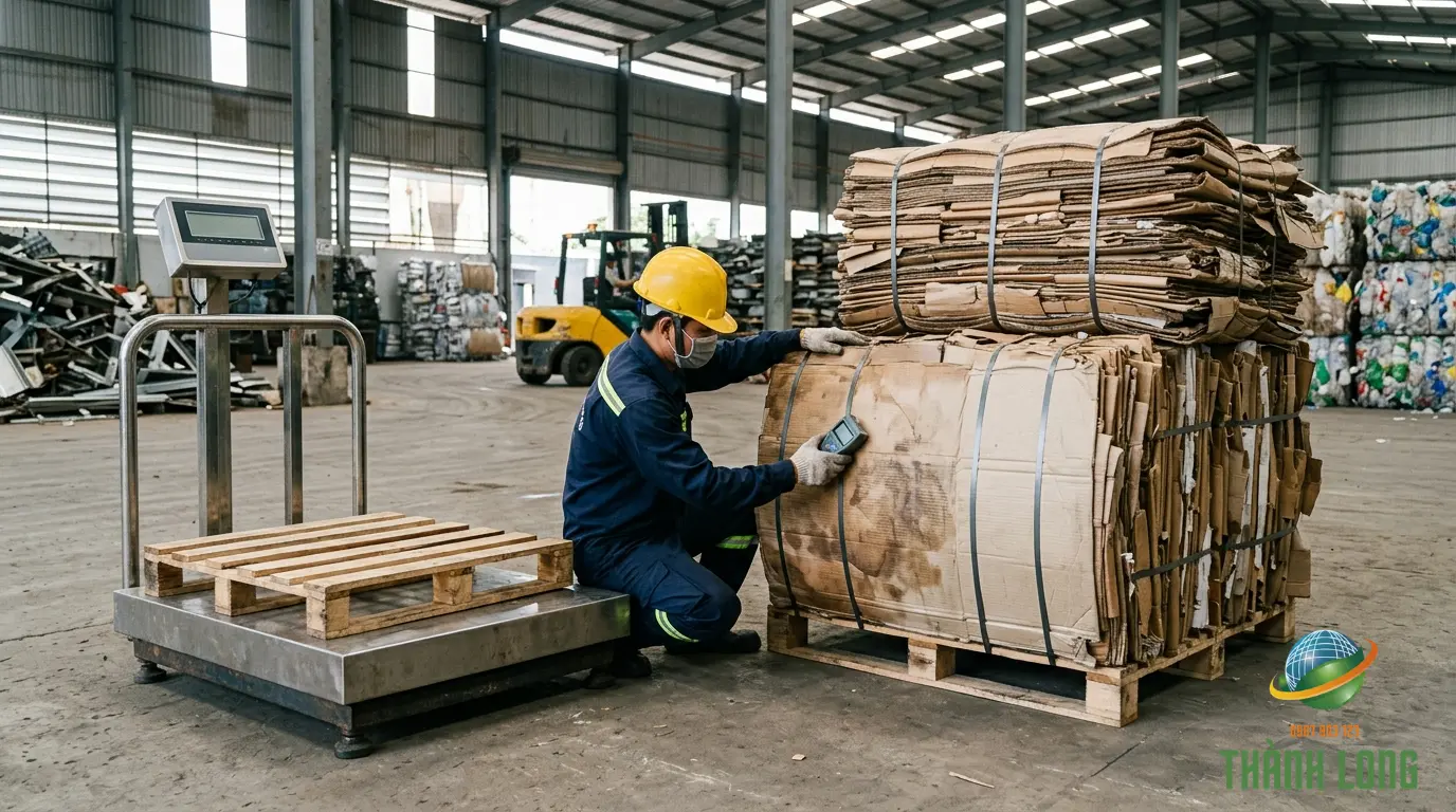 Kiểm tra độ ẩm giấy carton phế liệu trước khi cân và định giá