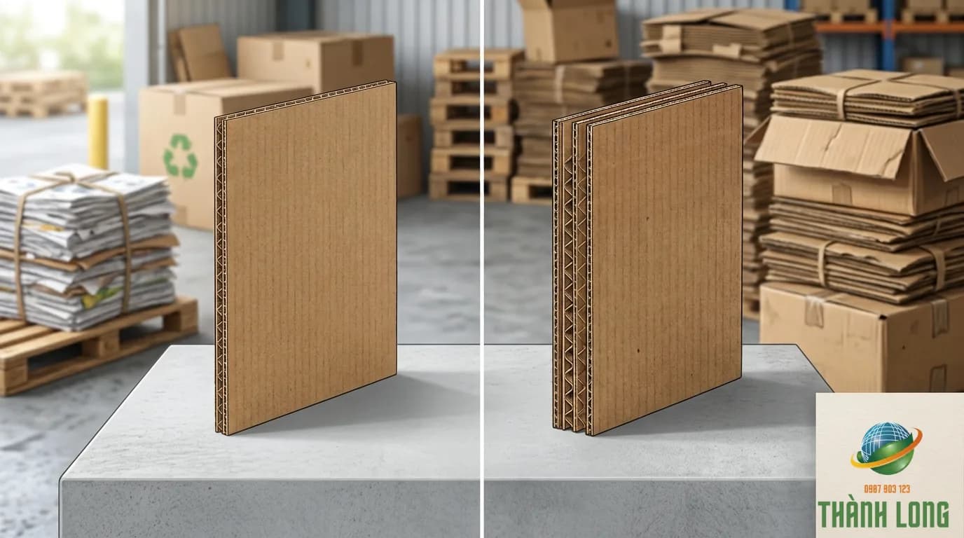 Phân biệt carton 3 lớp và 5 lớp qua cấu tạo các lớp giấy và lớp sóng