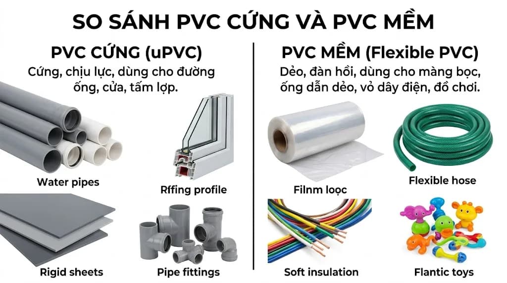 So sánh PVC cứng và PVC mềm qua các sản phẩm và ứng dụng phổ biến