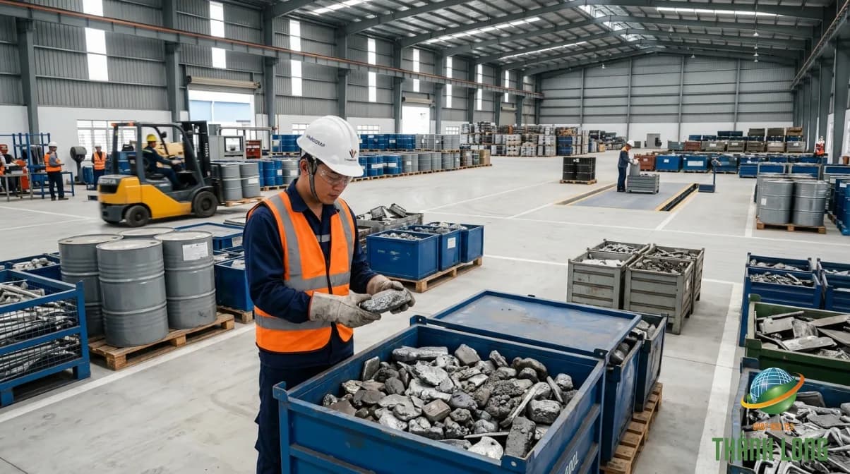 Xỉ thiếc hàn công nghiệp được phân lô tại nhà máy thu hồi ở thành phố Hồ Chí Minh